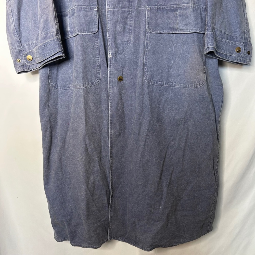 Wallamwan Jacket Size XL Mens Denim Long Duster Coat Indigo Blue Western Style - Picture 3 of 15